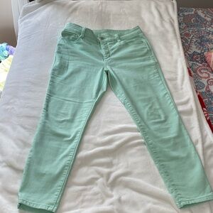 Mint Green skinny ankle jeans.